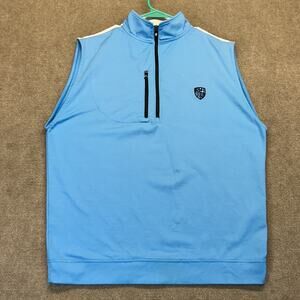 FootJoy Golf 1/4 Zip Vest Men's Small Blue Performance Nylon Pullover SRCC Logo